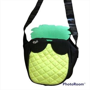 Victoria Secret Pink Pineapple Shoulder Bag Quilted Yellow Black Lunch Beach
